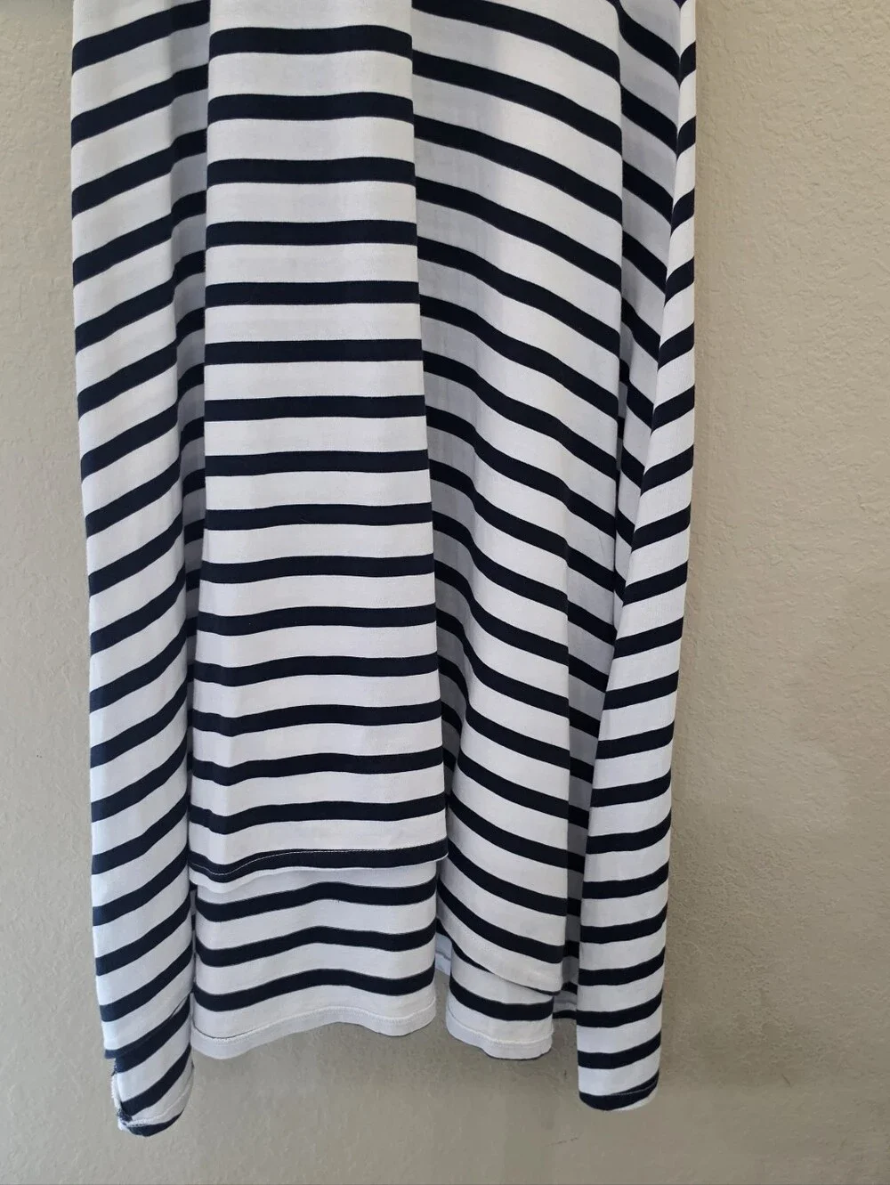 J.‎ Crew Maxi Tank Dress Womens Medium Black White Stripe High Low Hem Nautical